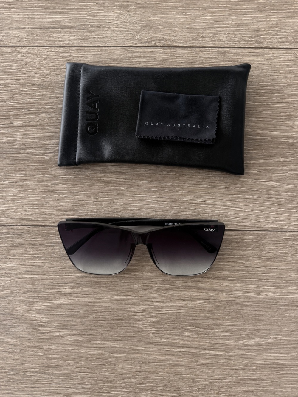 Quay Australia Black Gradient Shield Sunglasses